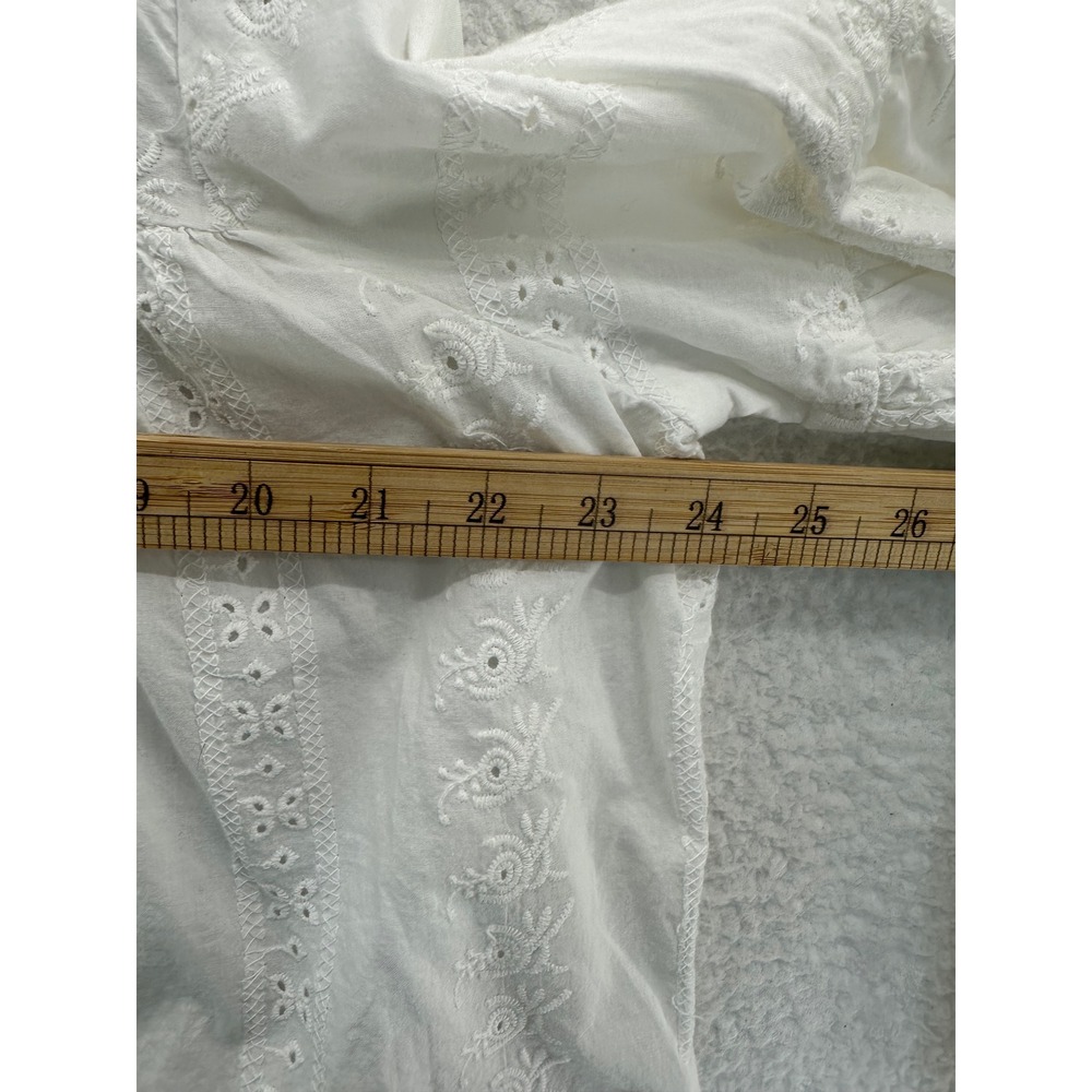 Rebellion White Eyelet Cotton Boho Peasant Blouse Long Sleeve Size L - Picture 7 of 10